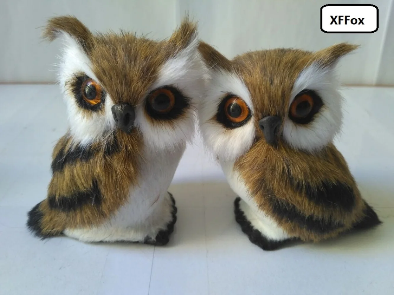 a pair of cute simulation owl models plastic&furs brown owl dolls gift about 10cm xf0496