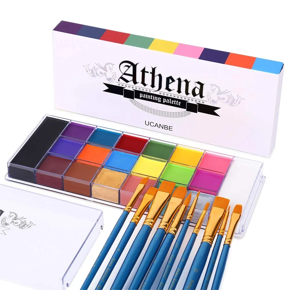 

Face Body Paint Set with 20 Colors & 10 Brushes for Halloween Cosplay Party Stage Makeup