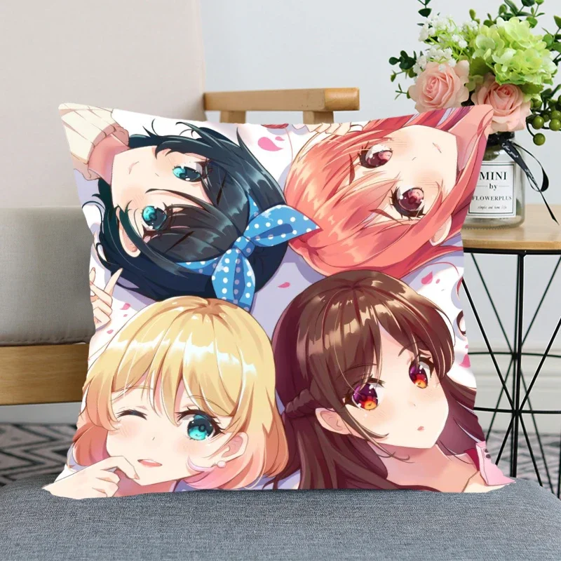 New Rent A Girlfriend Anime Pillow Cover Bedroom Home Office Decorative Pillowcase Square Zipper Pillow Cases Satin Soft No Fade