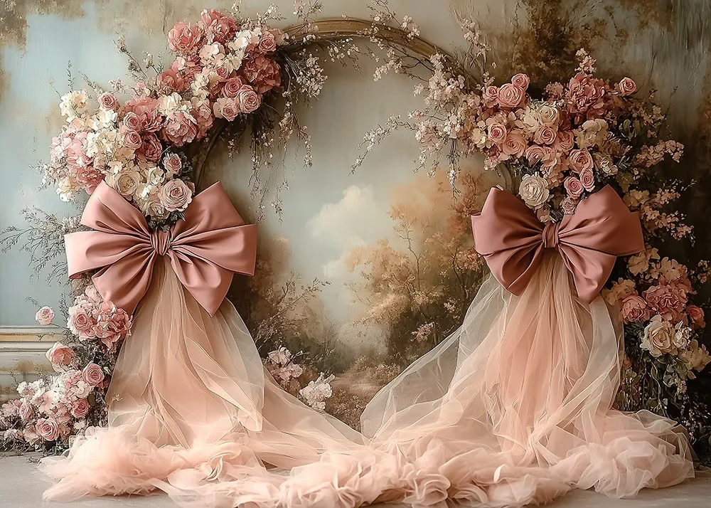 White Pink Arch Flowers Backdrop Curtain Hanging Draping Fabric Background Drapes Wedding Birthday Decoration Photo call Props