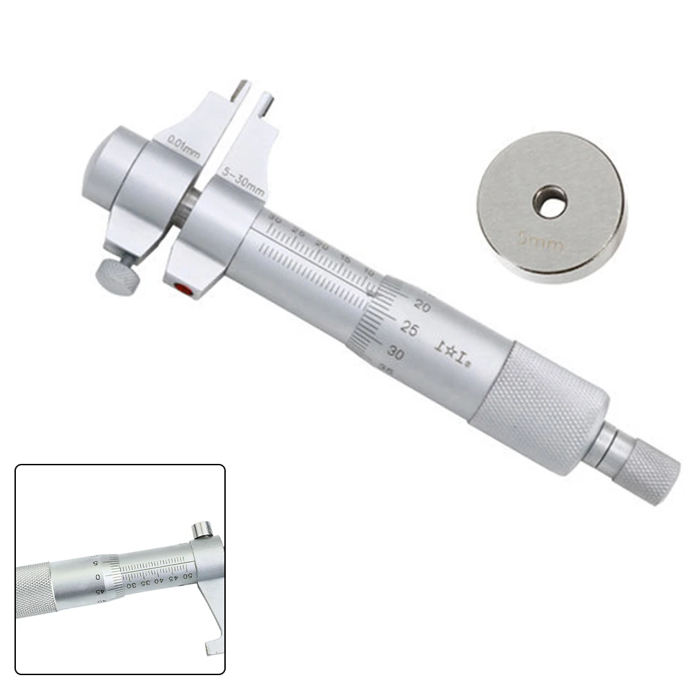 5-30mm Inner Diameter Micrometer Metric Screw Gauge Stainless Steel 0.01mm Resolution Measuring Tool For Metalworking