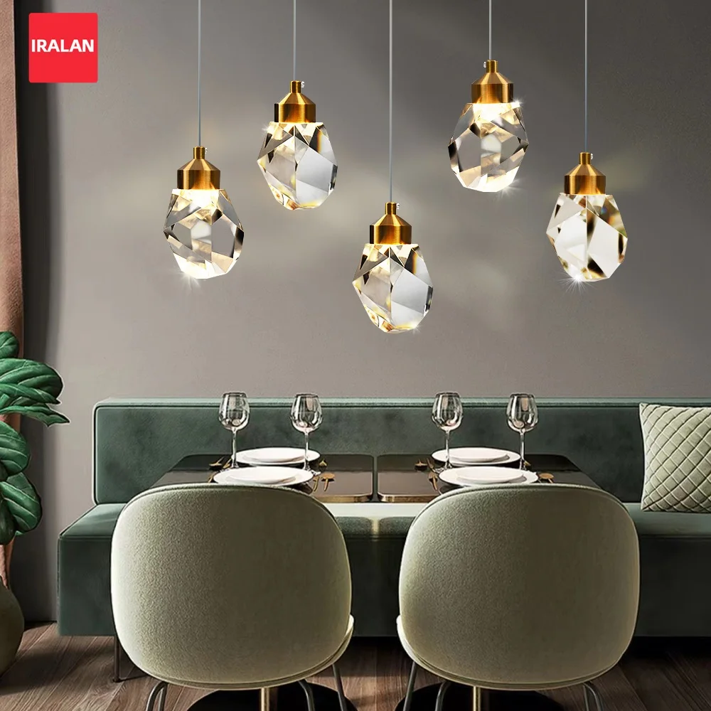 الحديثة الإبداعية بريق الثريا مصباح السقف كريستال حجر ضوء ديكور المنزل تعليق السرير الطعام لوفت الإضاءة الفاخرة #1