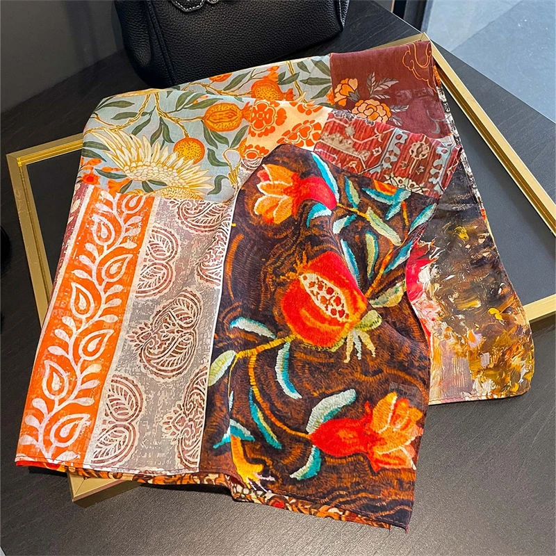 Women Silk Scarf 2025 Small Cotton Neck Scarves For Ladies New Luxury Brand Handkerchief Square Bag Scarfs Female Head Bandana