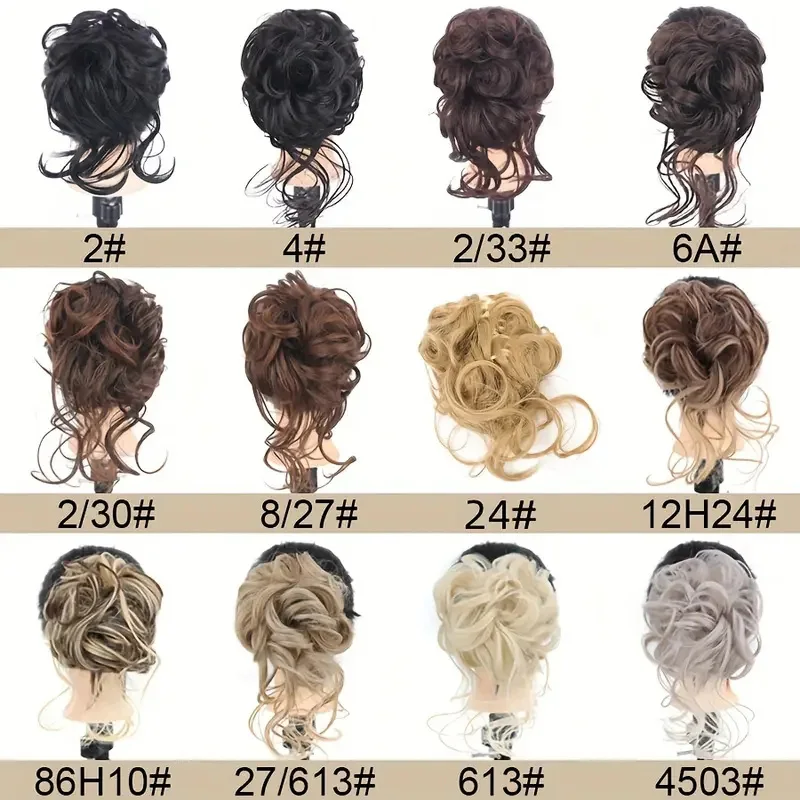 Synthetic Hair Bun Messy Hair Scrunchies Extensions Curly Wavy Messy Chignon For Women Updo Hairpiece Hair Accessories