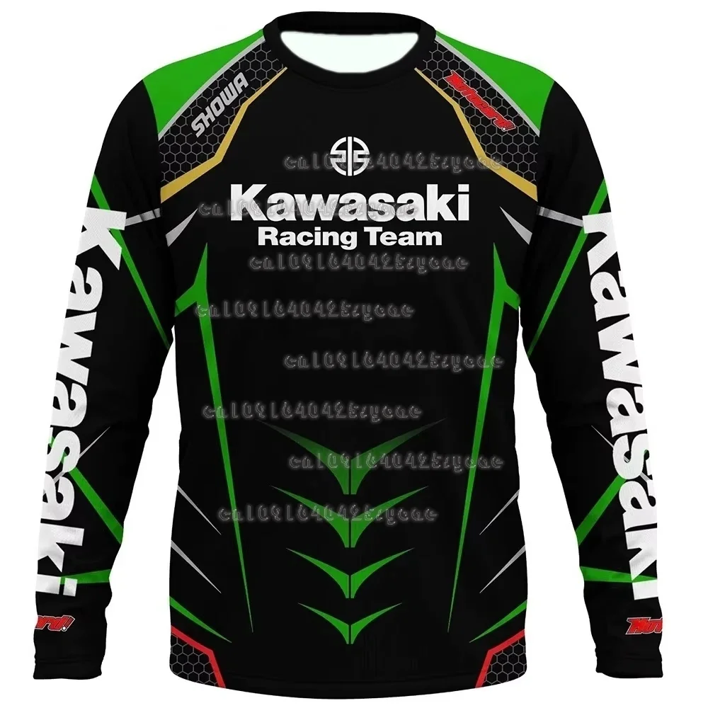 

Kawasaki Motorcycle Racing Team Men's Long Sleeve T-shirt Breathable Sports Top for Spring And Autumn 2025 New Men's Fashion
