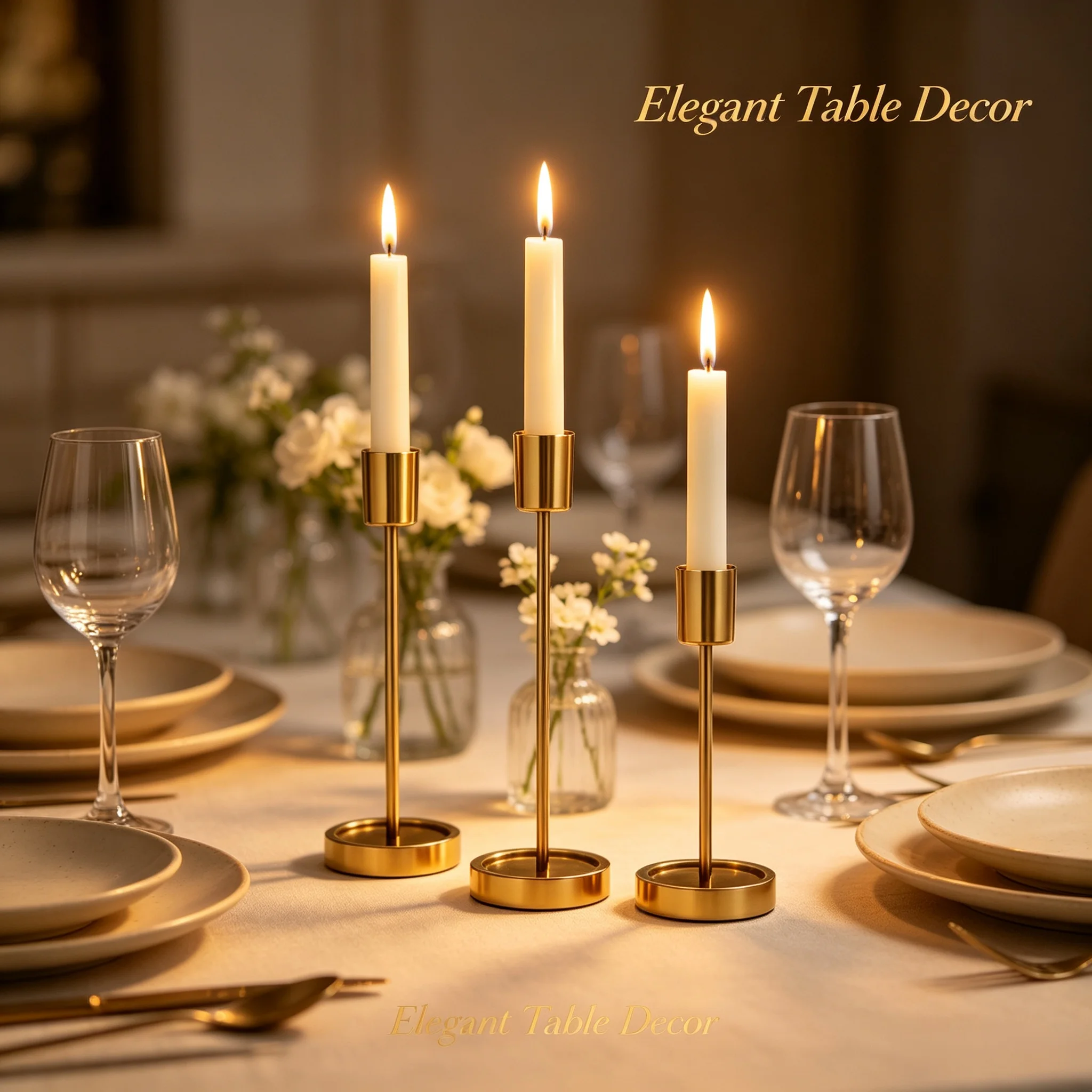 3/6Pcs Gold Single Head Wrought Iron Candlestick Candle Pedestal Romantic Tabletop Style for Candlelight Dinner Home Decorations