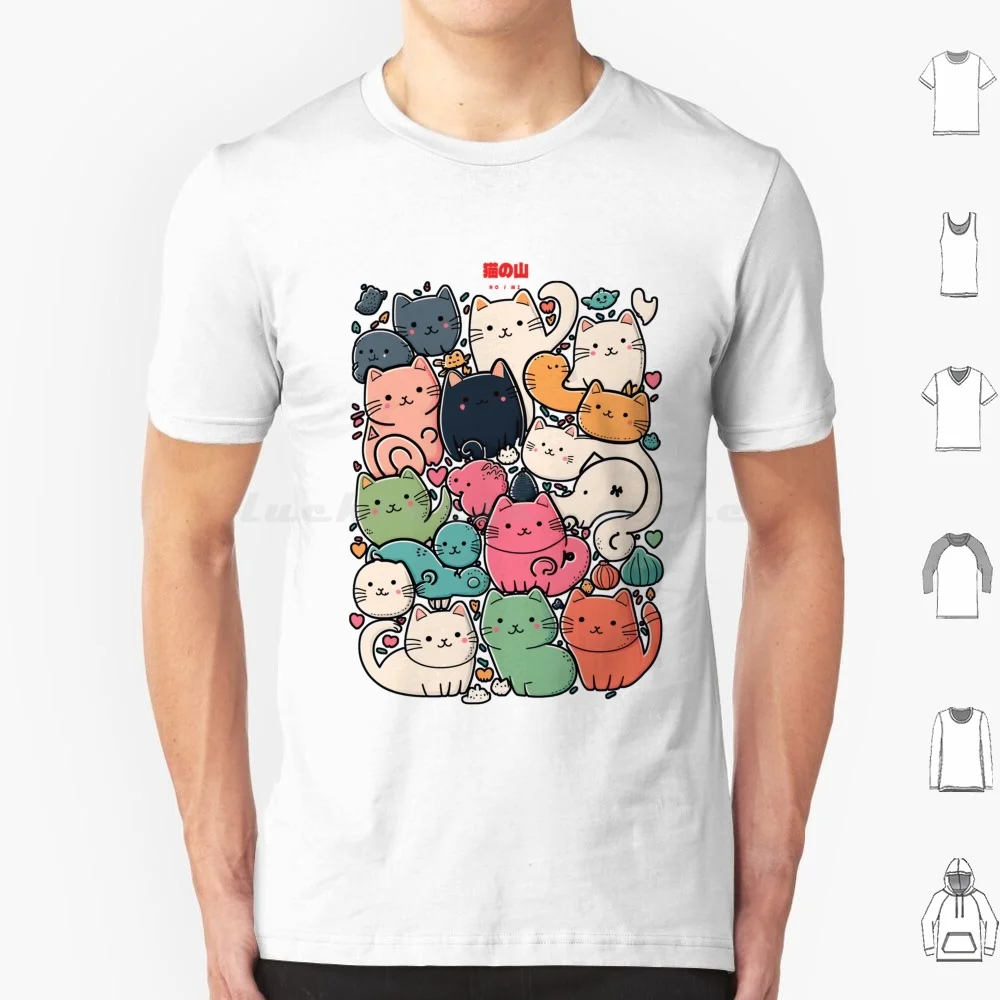 A Pile Of Cats 2 T Shirt Cotton Men Women DIY Print Anime Cat Cats Cute Cats Heart Hearts Japan Japanese Kawaii Kitten Kitty
