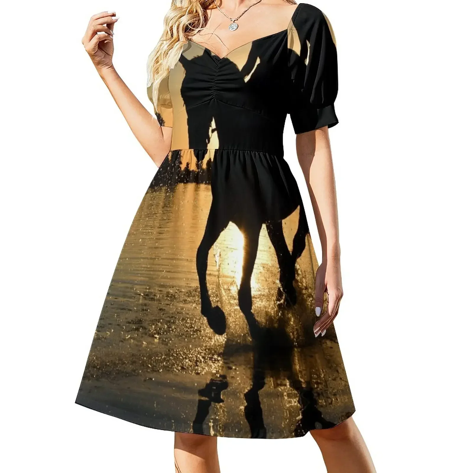 

Horse Riding Horse Racing Jockey Short-Sleeved Dress loose women's dress Dress woman Long veiled dresses Clothing female