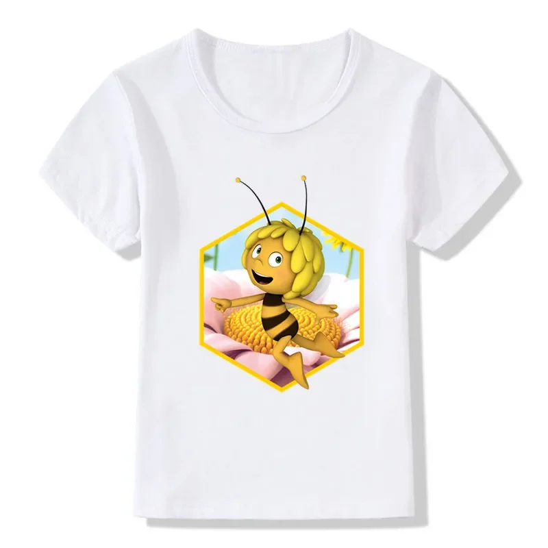 Little Bee Maya Cartoon Print T-shirt per ragazzi estate manica corta divertente maglietta per bambini Toddler neonate vestiti per bambini carini top