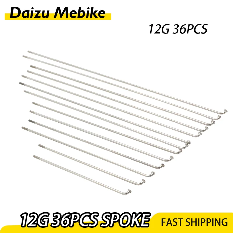 36pcs 12G Bike Spoke Length 113-251mm Sliver Ebike Wheel Rim Part with Nippers Steel Stainless Electric Bike Road Strength