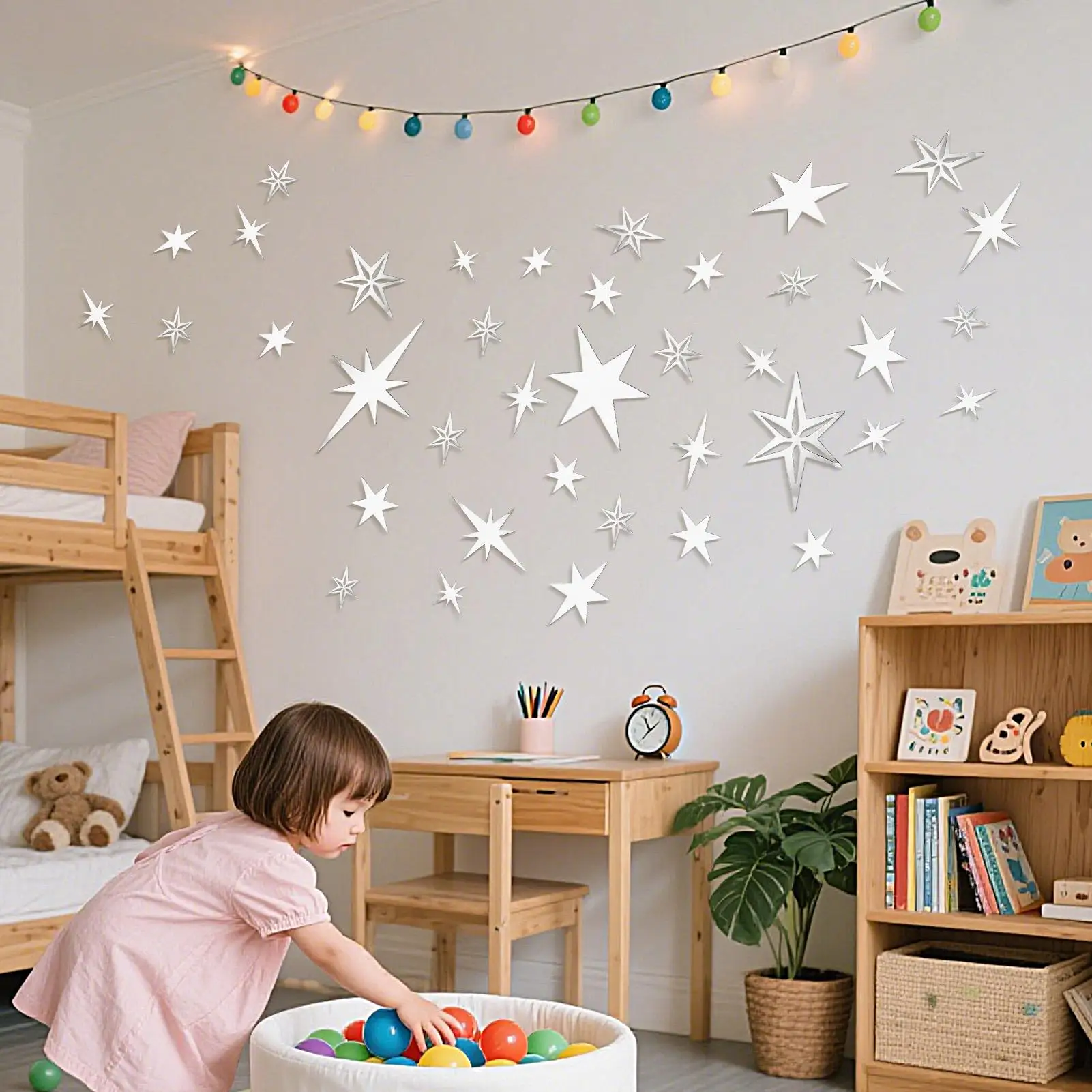 Star Wall Decals 78 Pieces 2D Removable Ornament Wall Decor Stickers For Ceiling Bedroom Study Room Living Room Christmas