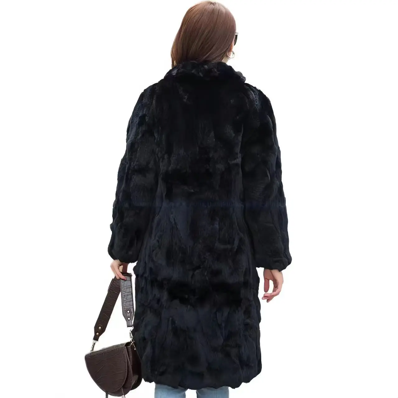 Real Rex Rabbit Fur Coat for Women, Thick Warm Overcoat, Loose Jacket, Female Clothing, Single Breasted, High Quality, Winter