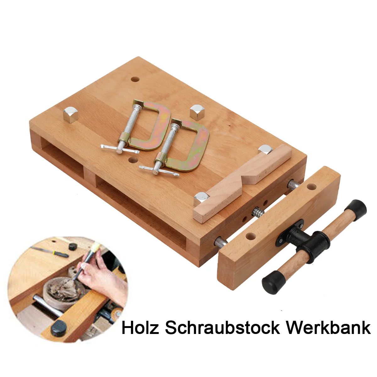 Holzwerkbank, Mini-Werkbank, Hobelbank, mobile Schraubstock, Holzwerkbank, verstellbare Werkbänke für Handwerker, 52 x 28 x 7 cm