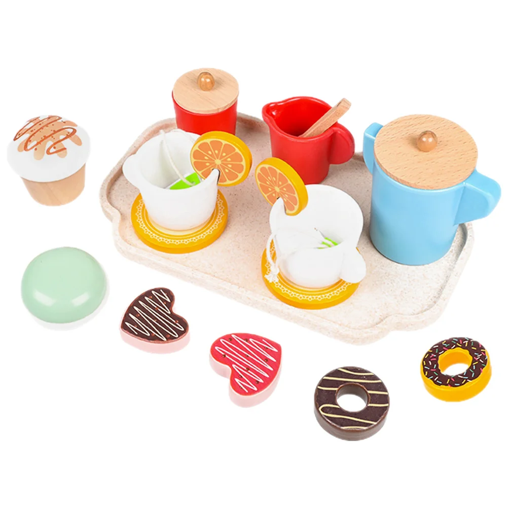 1Set Vroeg educatief houten fantasiespel Dessert Cake Set voor kinderen Helder kleurrijk Afternoon Tea Rollenspel Set Kinderfeest