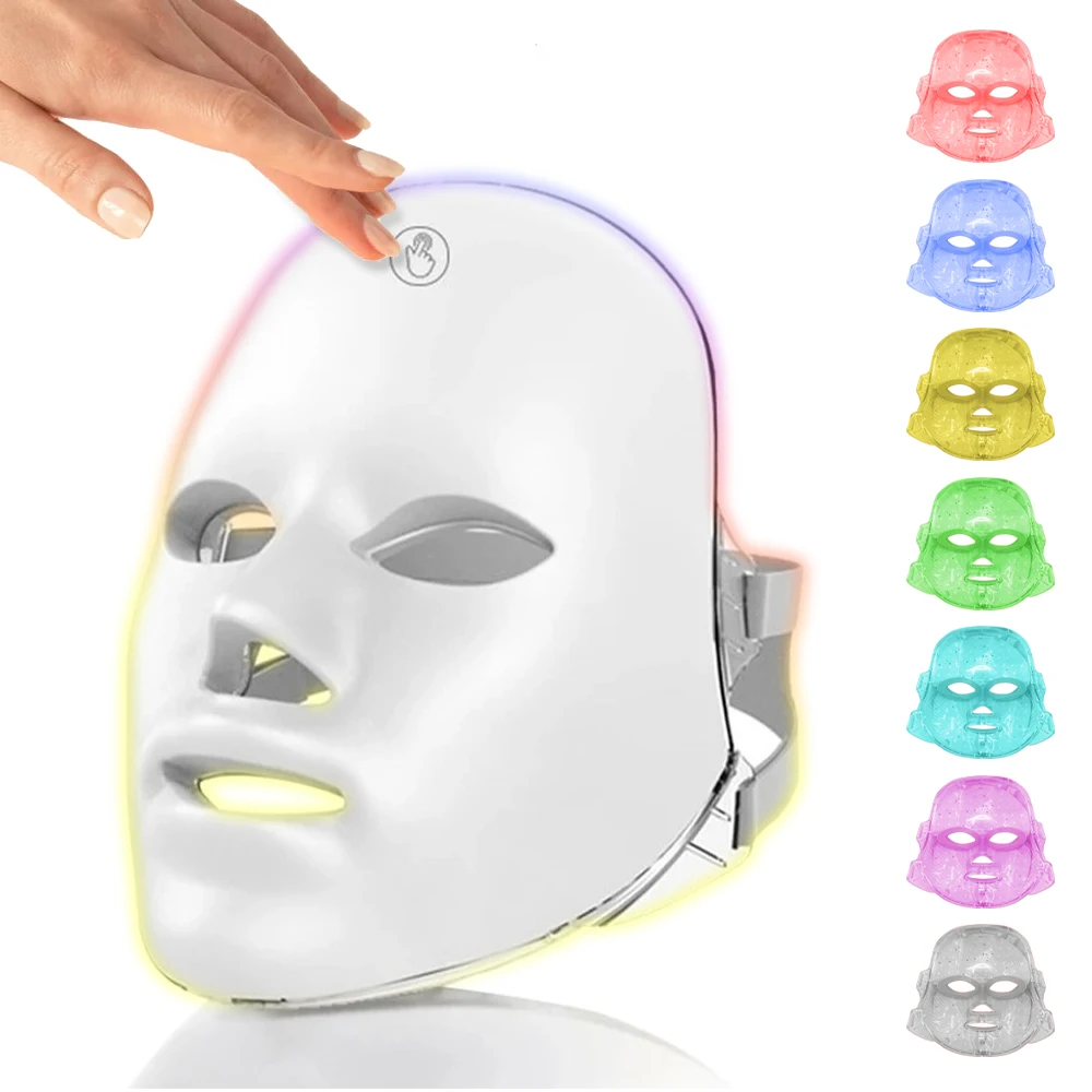 Rechargeable LED Beauty Mask 7 couleurs photothérapie photon Skincare Whitening Anti - vieillissement anti - acné masque