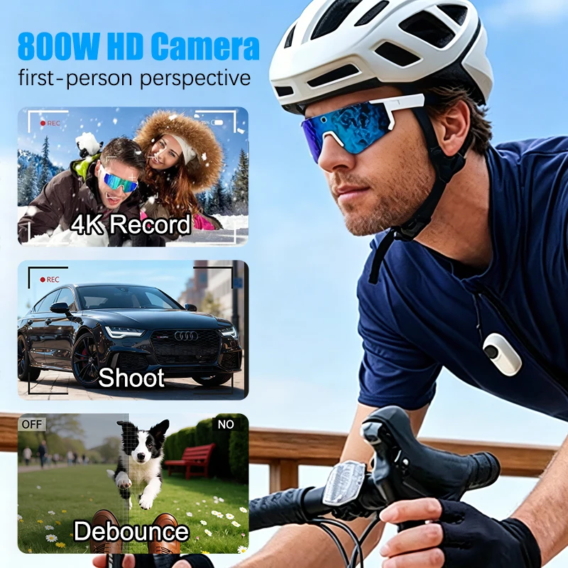 2026년형 새로운 스마트 촬영&녹화 안경, 흔들림 방지 800W HD 카메라, AI 음성 어시스턴트, 블루투스 통화 기능 탑재, 사이클링 및 스키용 고글 썸네일 3