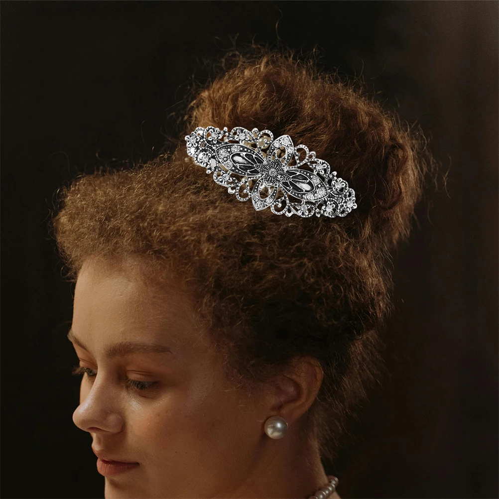 

3pcs Flower Alloy Spring Clips Rhinestones Decorative Hairpins Vintage Hair Barrettes French Hair Clamps Durable Zircon