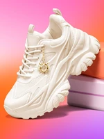 Chaussures décontractées pour femmes, baskets à plateforme 7 cm, légères et respirantes en EVA, style Dad Shoes blanc, grandes tailles, chaussures de sport, Sun Chain 4