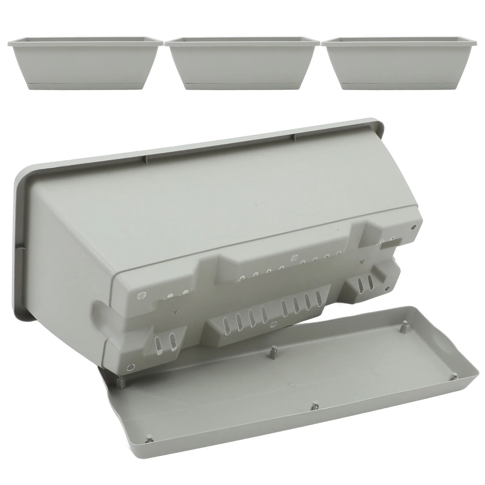 

4 set Large Rectangular Planters Sturdy Plastic Resin Lightweight Portable Flower Vegetable Pot Garden Supply