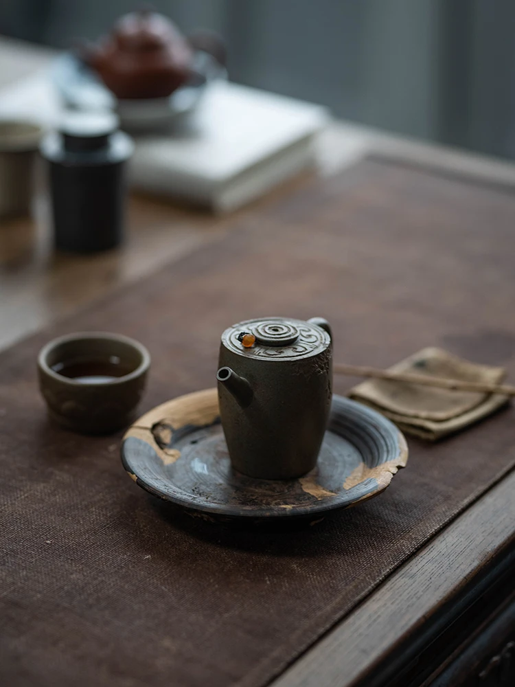 Yixing Zisha Pot, A Literati Tea Ware, Handcrafted Original Ore Section, Mud And Wood Burning, Ruyi Utensil, Wheel Bead, Giant W