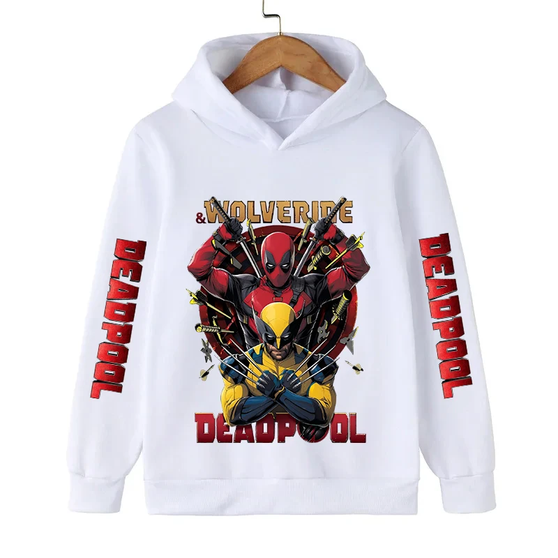 Deadpool & Wolverine Children Hoodies Girl Boy Kids Pullover Autumn Winter Clothing Cartoons Casual Clothes Kid Tops Sweatshirts