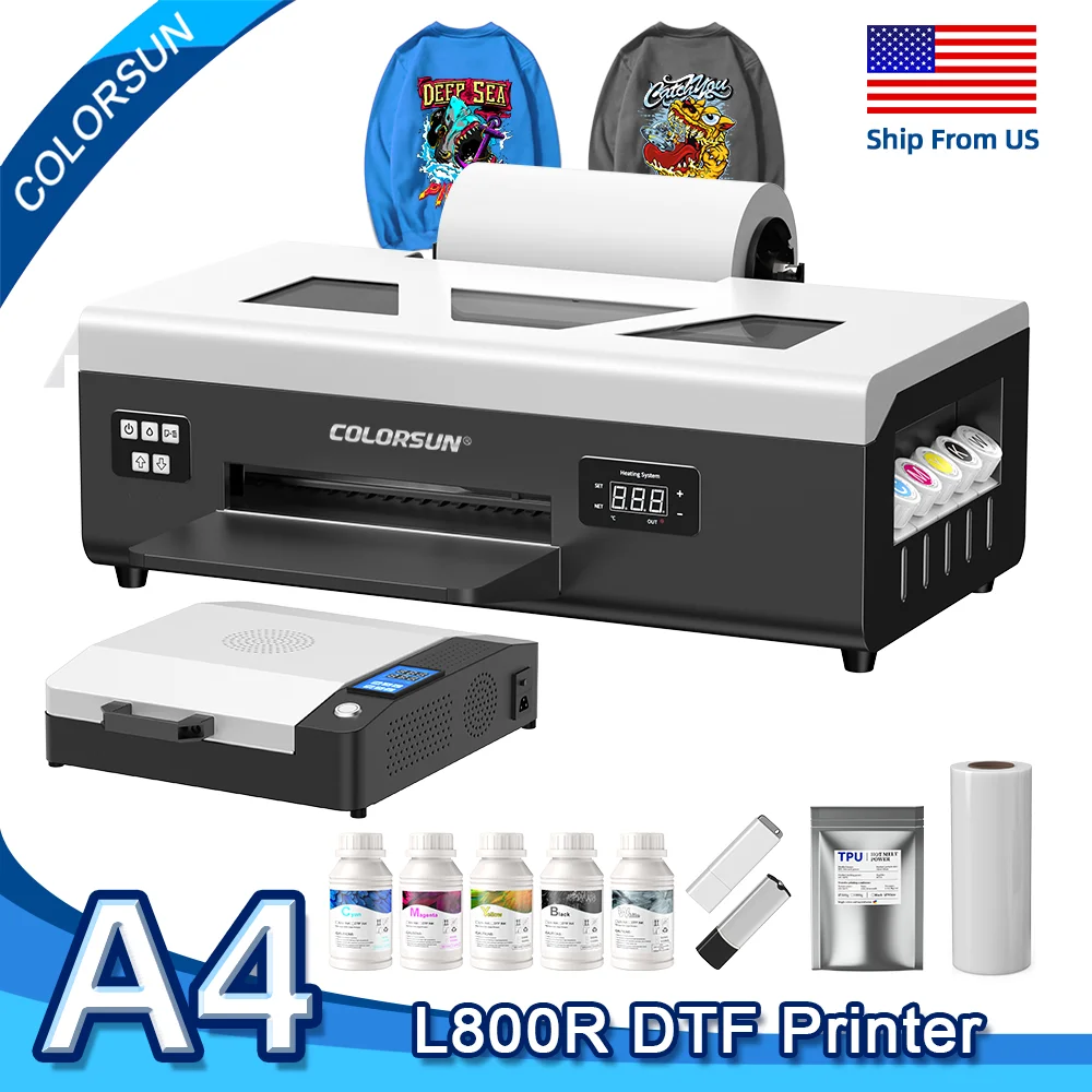 Colorsun A4 DTF Printer Impresora A4 DTF T-Shirt Printing Machine Directly to Film Printer For T-shirt Hoodies A4 DTF Printer