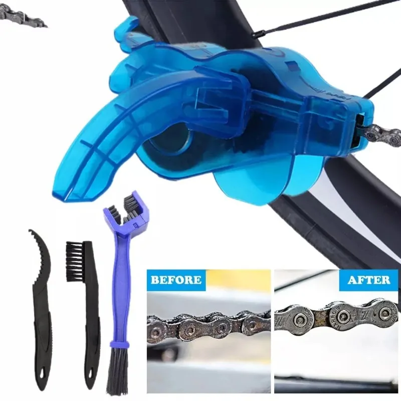 Portable Bicycle Chain Cleaner Motorcycle Road Bike Chain Clean Brush Bicycle Clean Tool Kit Cycling Chain Cleaner Maintenance