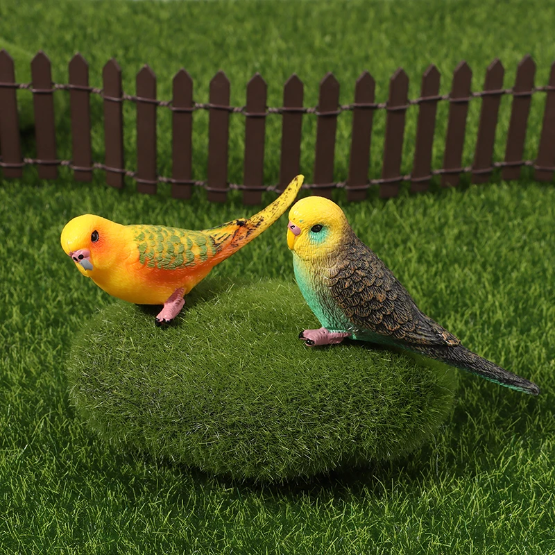 6Colors Simulation Parrot Parakeet Miniature Landscape Ornament Animal Model Lawn Figurine Artificial Bird Photography Props