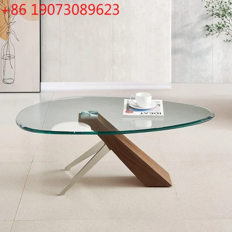 

Журнальный столик Marco Furniture Arco из овального стекла - Nordic Walnut 12 мм