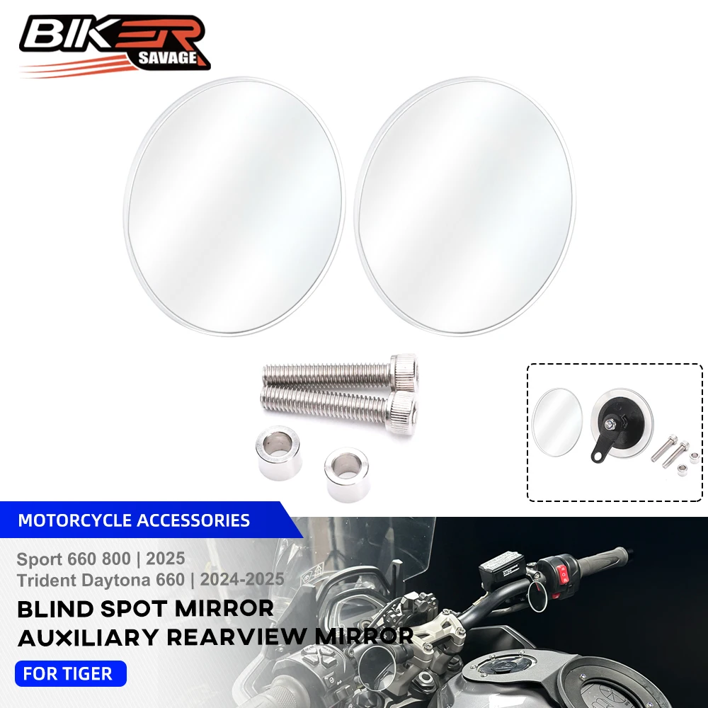 

For Tiger Sport 660 800 Auxiliary Blind Spot Mirror Trident Daytona 660 2025 Motorcycle 360 Degree Adjustable Rearview Mirrors