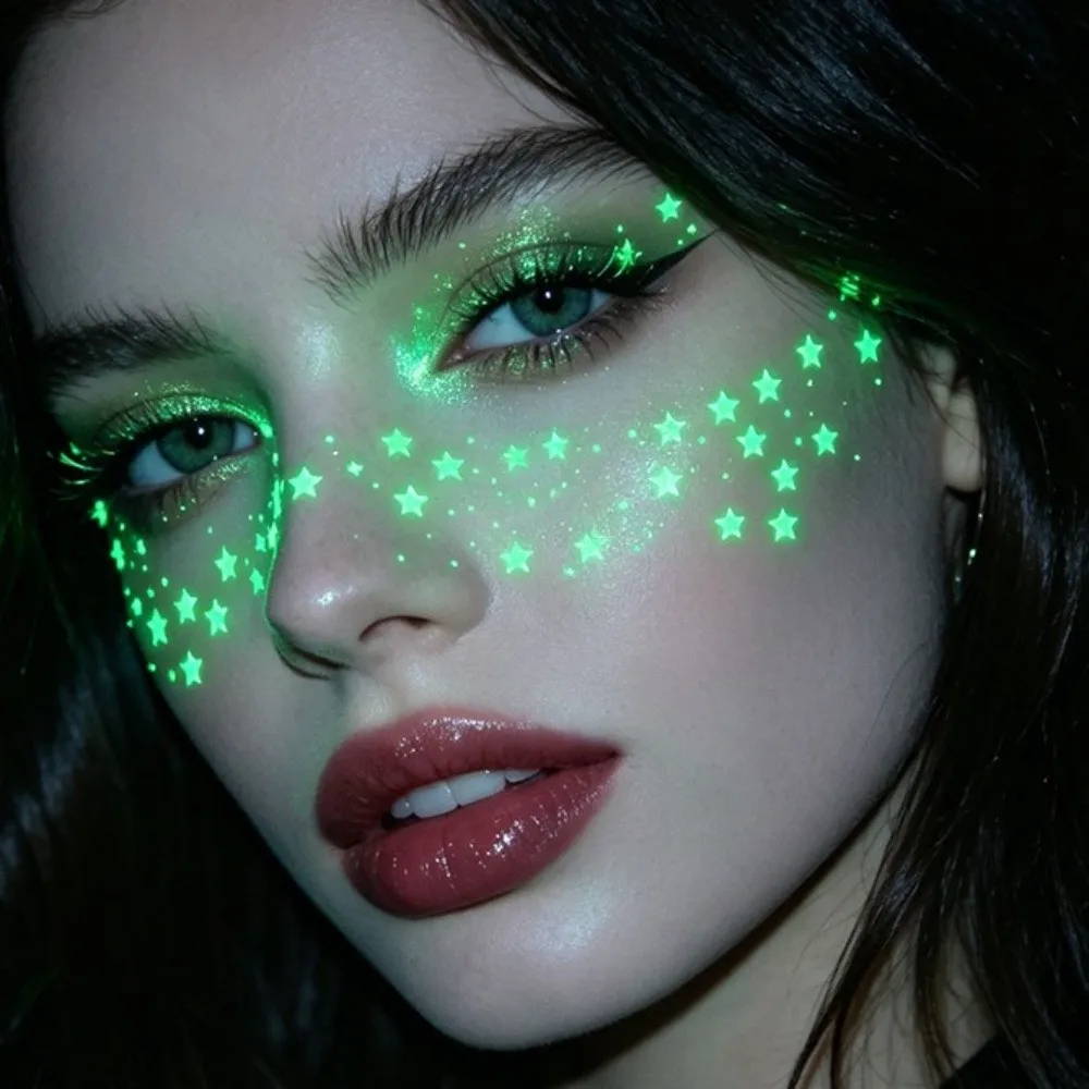 DIY Face Temporary Tattoo Sparkle Long Lasting Luminous Freckle Tattoo Freckle Makeup Star Heart Face Tattoo Sticker