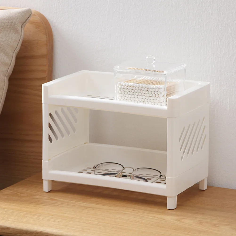 

Двухуровневая кухонная полка-органайзер из прочного пластика для столешницы, подставка для специй и чистящих средств под раковину