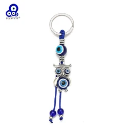 Lucky Eye Legering Uil Hanger Sleutelhanger Turkse Boze Oog Kraal Sleutelhanger Auto Tas Sleutelhanger Sieraden llavero porte clé soiyddyddéd