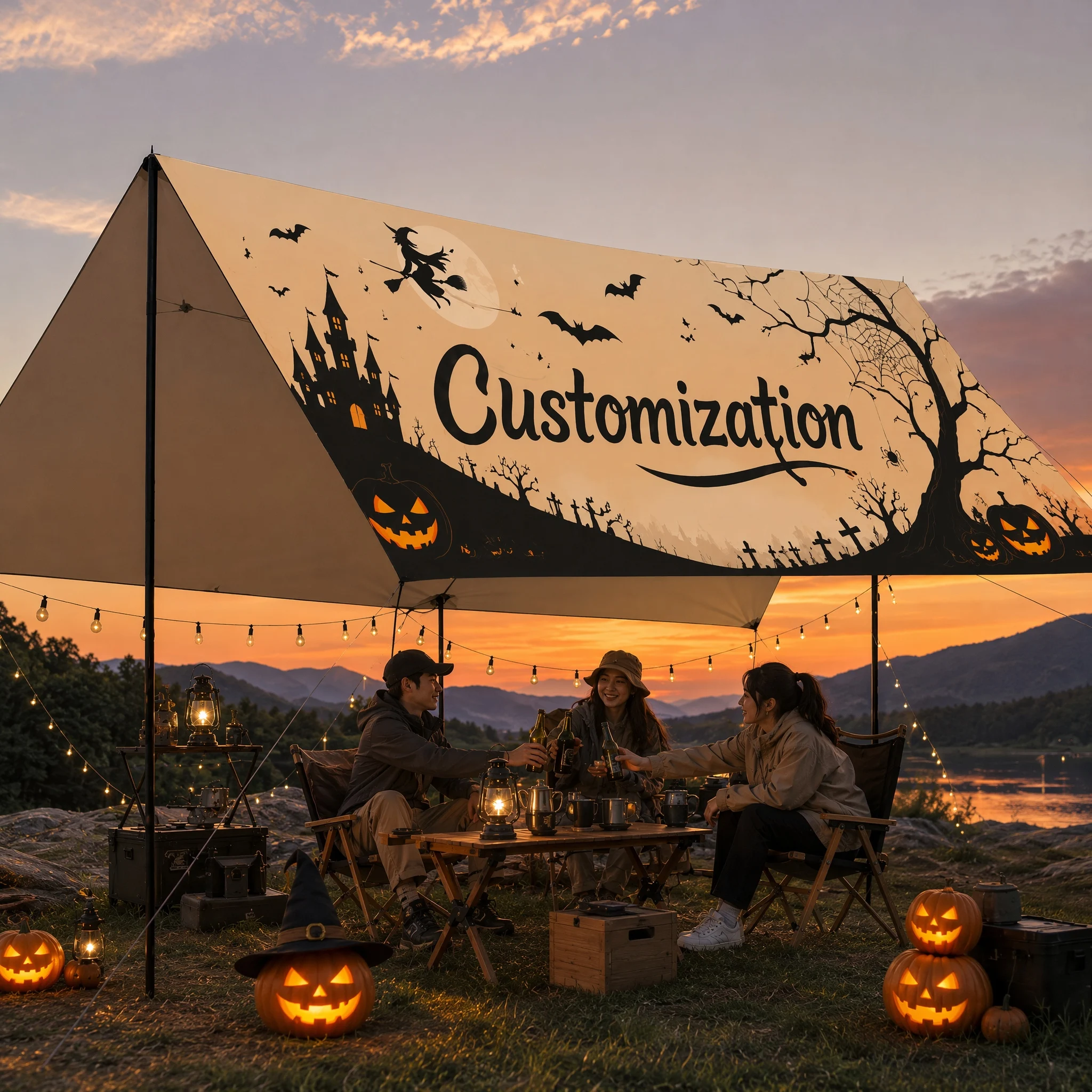 Personalized Halloween Outdoor Canopy Tent Custom Printed Waterproof Shelter Awning for Party Event Garden Yard Decoration