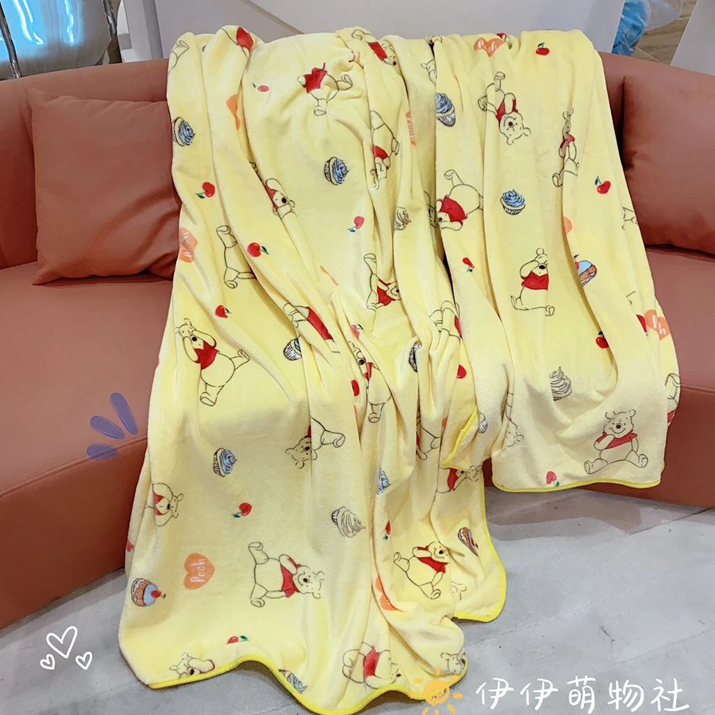 Lovely Pooh Bear Blanket Comfortable Cartoon Cartoon Pattern Printing Flannel Blanket Office Nap Blanket Bedroom Bedspread Girl