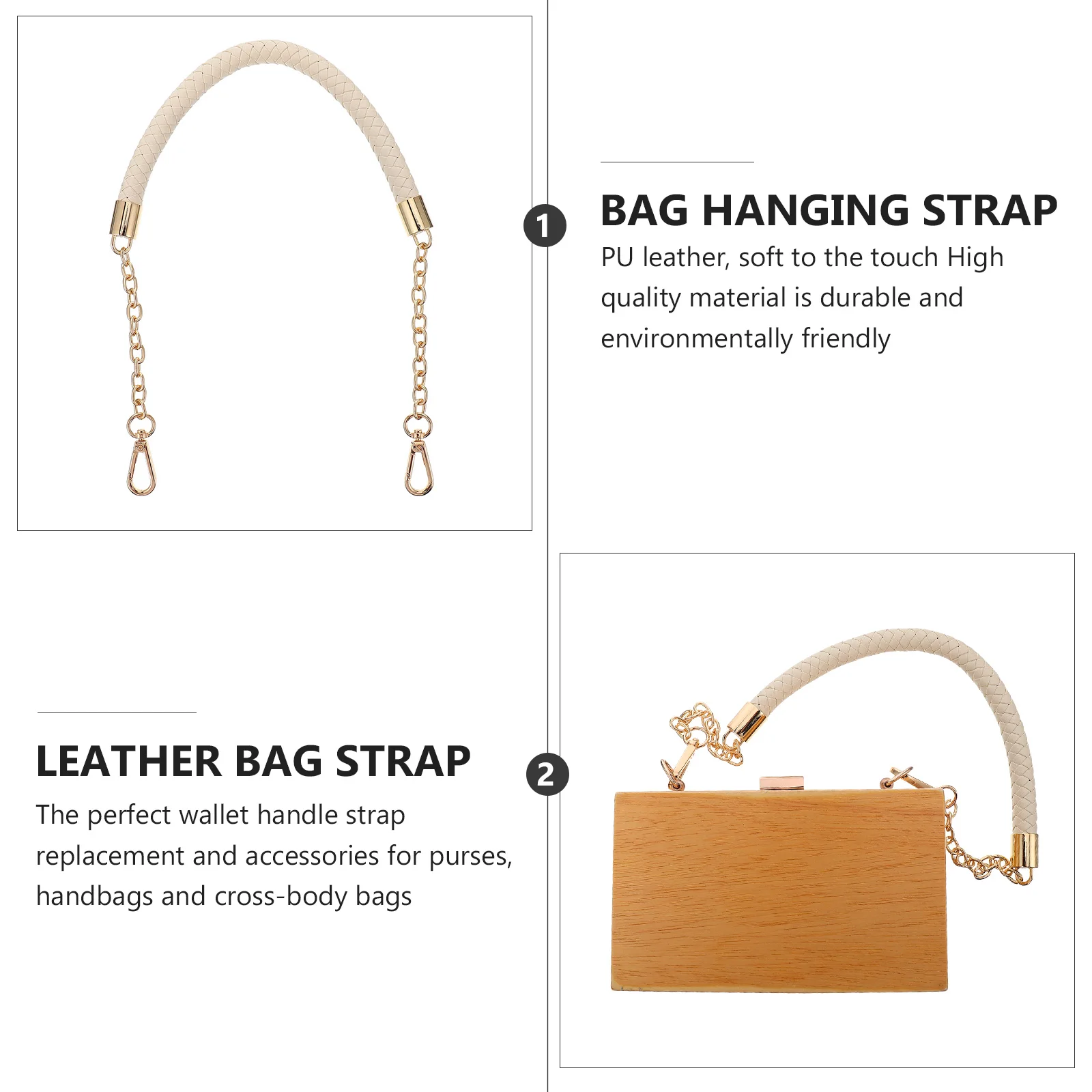 

Fashionable PU Leather Bag Strap Replacement for DIY Clutches Handbags Detachable Hanging Strap