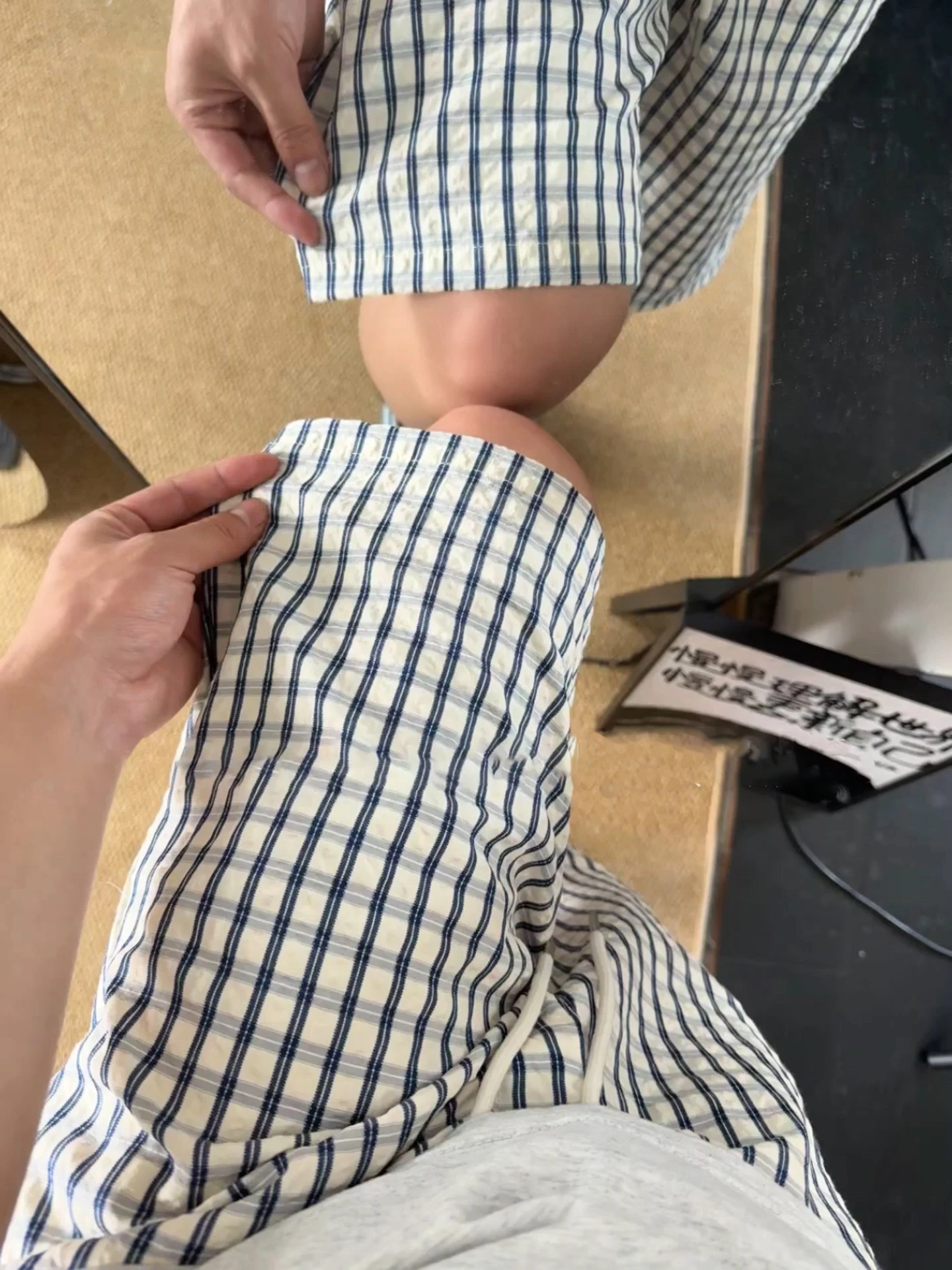 

Blue Plaid Ice Silk Casual Shorts Men's Summer Thin Quick Dry Breathable Five-Point Pants Comfortable Loose Fit Teenager Fashion