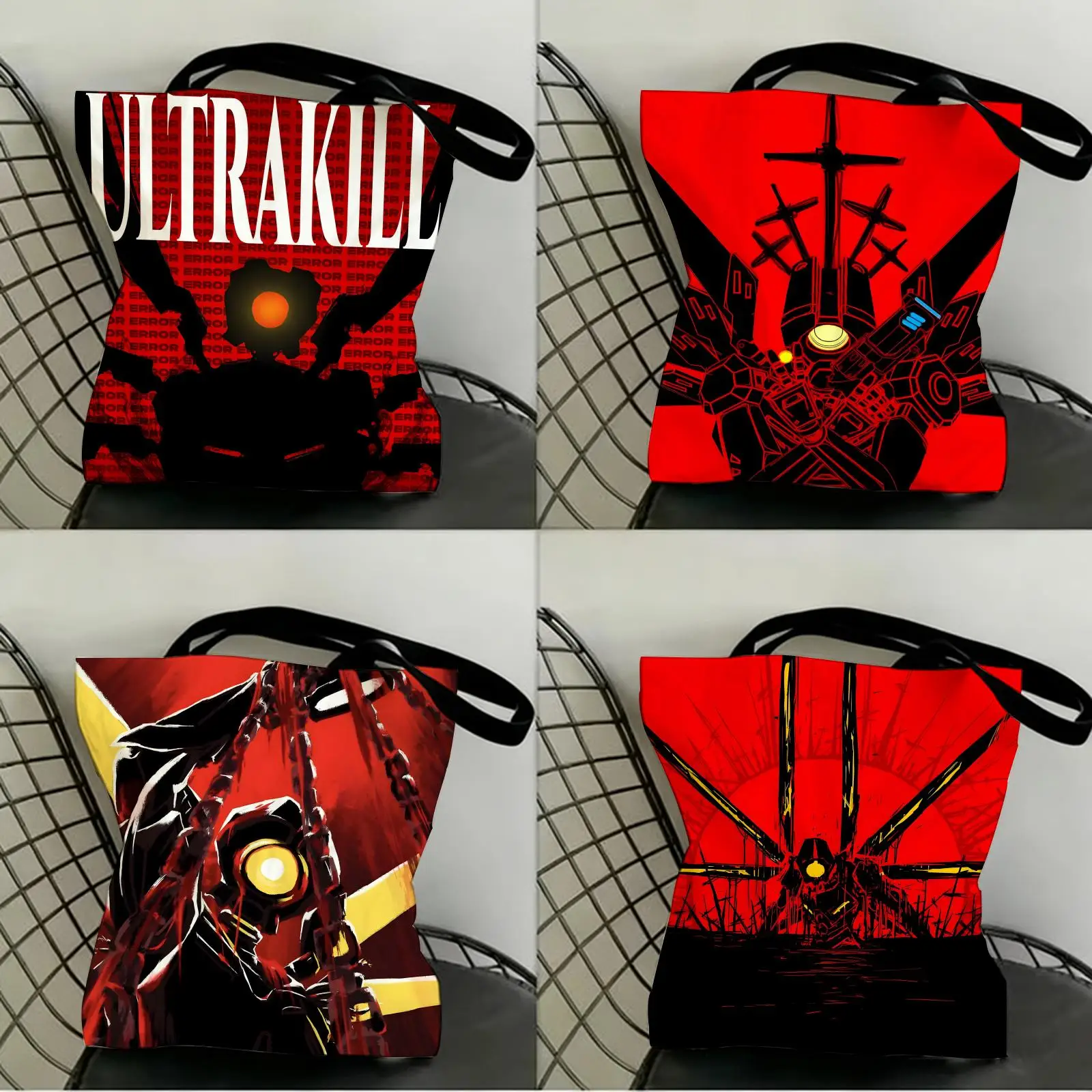 Game U-Ultrakill Storage Bags Double-Sided Print Canvas Tote Bag Fashion Large Capacity Women's Shoulder Handbag