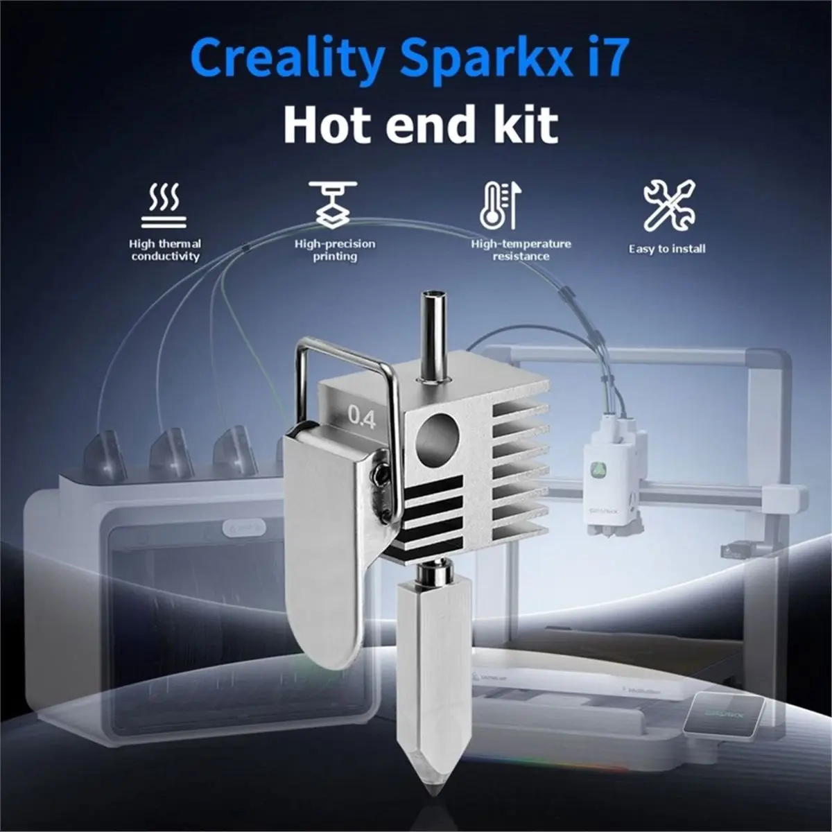 【POPULAR PICK】-3Pcs Hotend for SPARKX I7 0.4mm Hardened Steel Nozzle Copper Alloy Heating Block Quick Swap Hot End