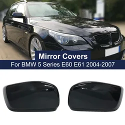 Pokrywy lusterek wstecznych dla BMW serii 5 E60 E61 E63 E64 2004-2008 520i 525i 528i 528xi 530i boczne drzwi samochodu z włókna węglowego czarny