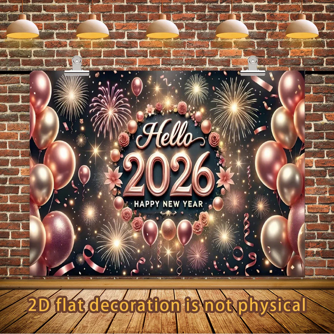 2026 سنة جديدة سعيدة راية قماش مزخرف جداري ديكور الحفلات للاحتفال بالعام الجديد الجدار الشنق قماش صوفي جدار النسيج جدار حصيرة #3