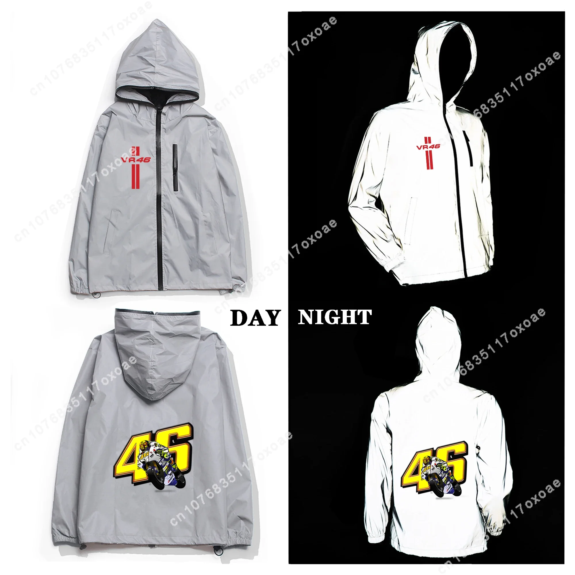 

Italian Motorcycle Racer Rossi Reflective Jacket Mens Womens Coat Hooded Windbreaker Pocket Jackets customization Hoodie