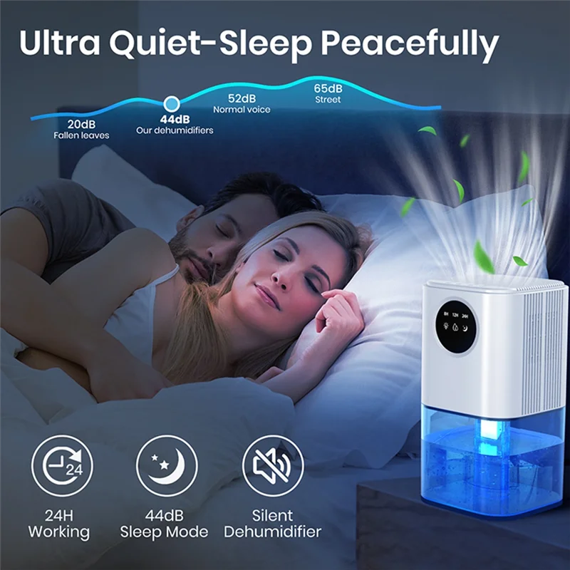 ABGR-Smart Осушитель для дома Портативный 1,7 л большой емкости Подходит для ванной комнаты в подвале с таймером и цветной подсветкой