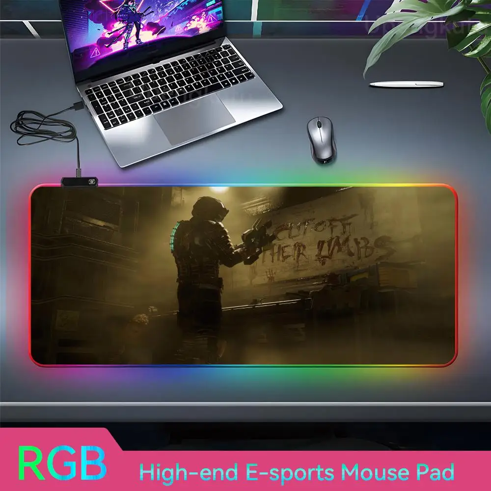 D_dead S_space Mouse Pad RGB Extended Pad Rubber Anime Playmat Mouse Pad LED Lamp Anime HD Desk Mat