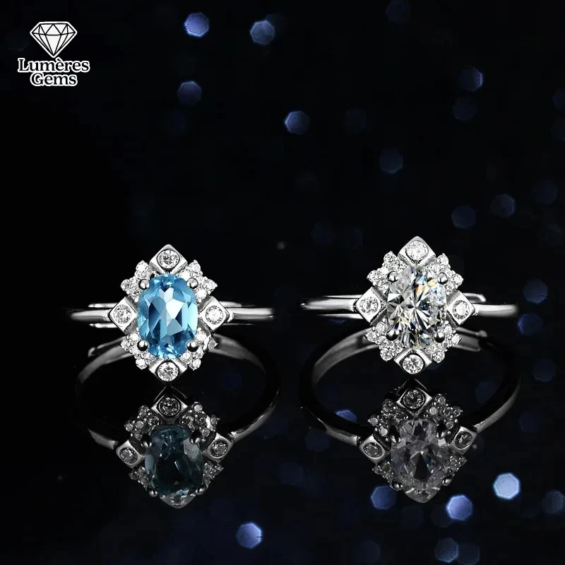 

Natural Blue 18K Gold Inlaid Diamond D-Color Moissanite 'S , One Carat Twisted Egg Shaped Circular Bag Women'S Ring