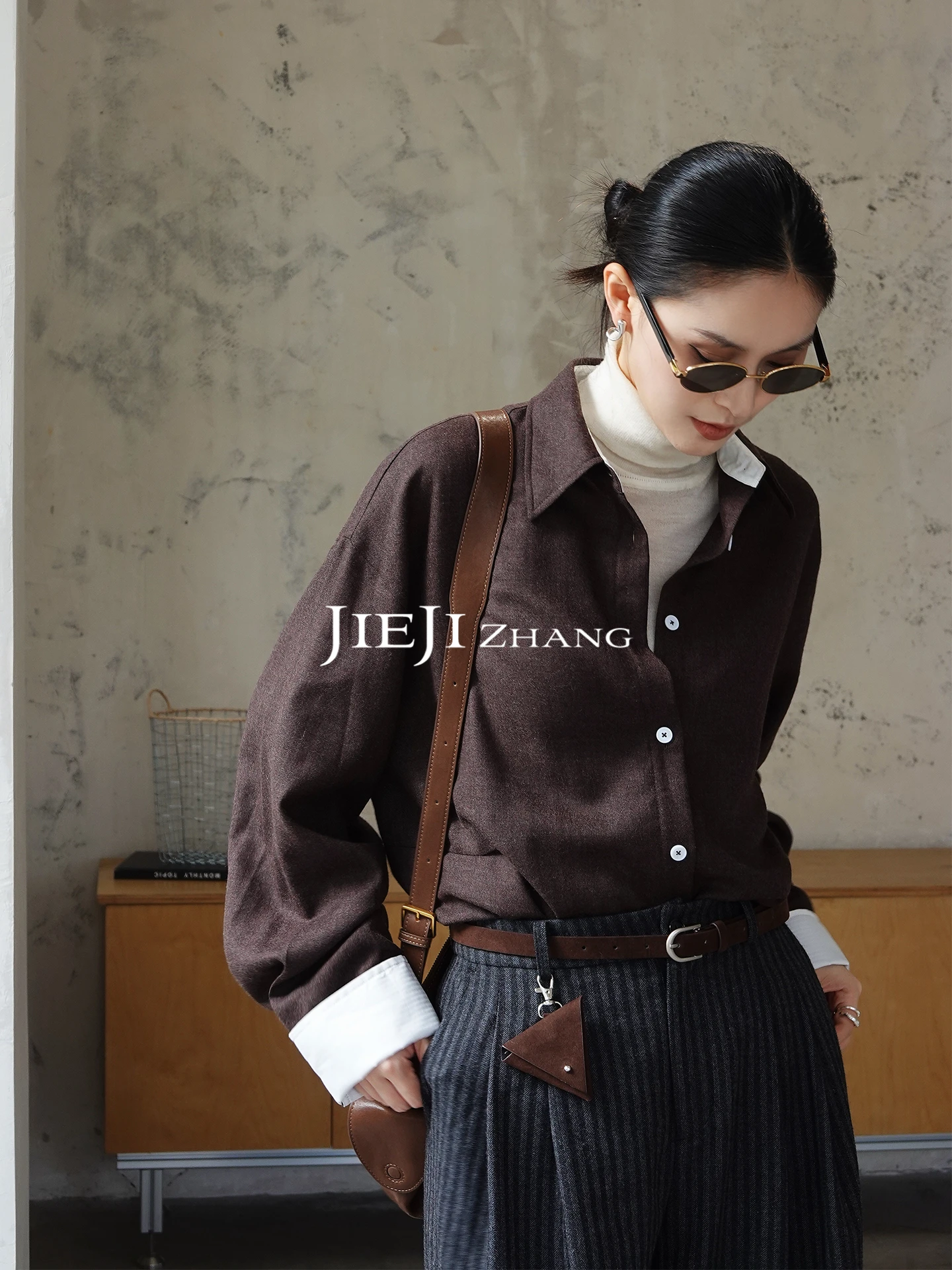 

Вязаный женский топ JIEJI Zhang Spring Vintage из 100% шерсти, с длинным рукавом, повседневный, универсальный, укороченный, в стиле колор-блок