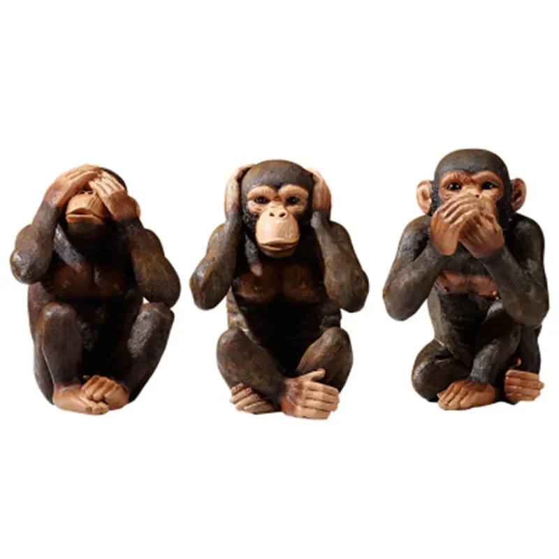 HOTSALE THREE WISE MONKEY STATUE NOT SEE NOT LISTEN NOT SAY MONKEY ARTS SCULPTURE CRAFTS LIVING  ROOM PORCH DECORATION