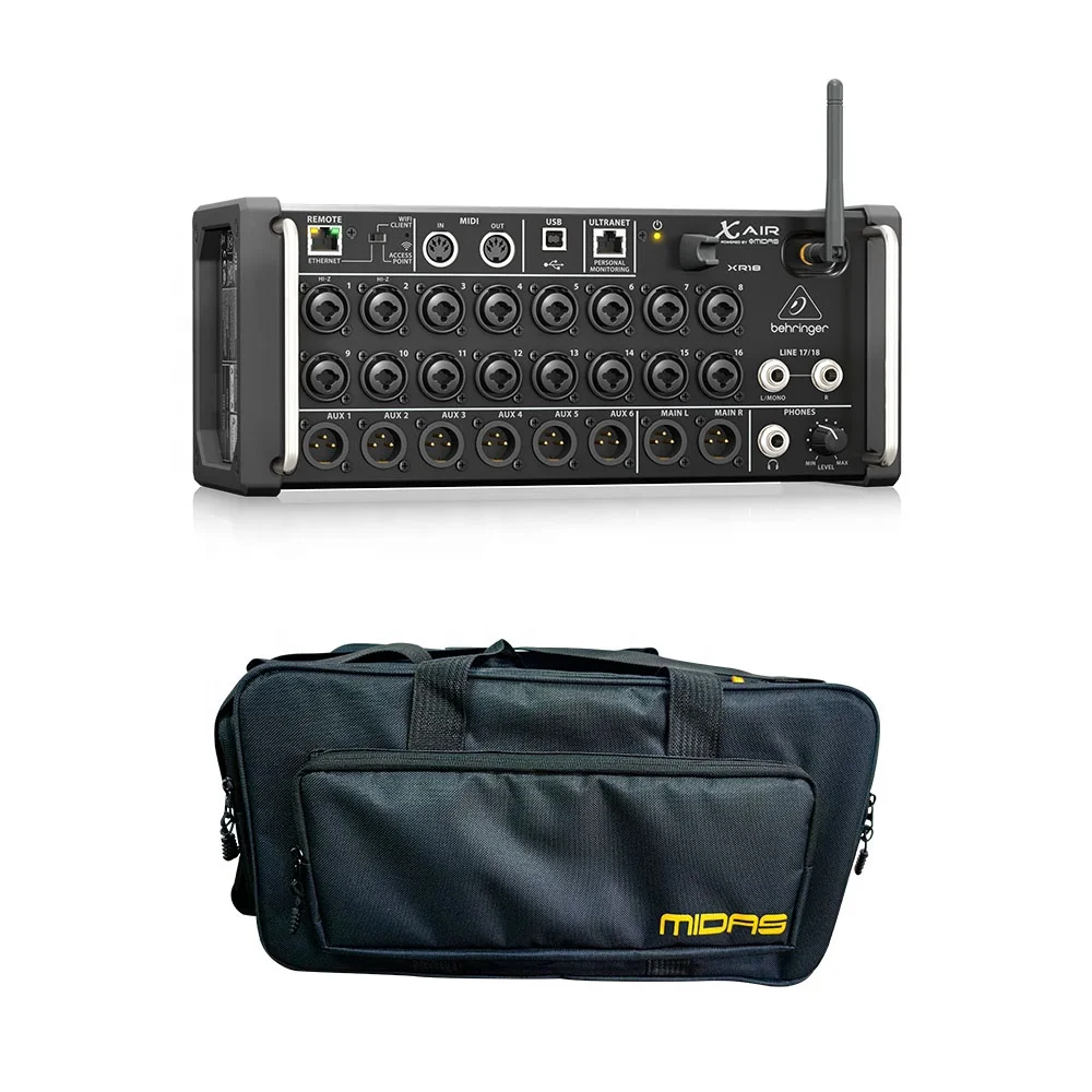 Behringer X Air XR18 Digital Mixer & Portable Bag Bundle Studio 18-Channel Mini Rack Mixer Outdoor Indoor