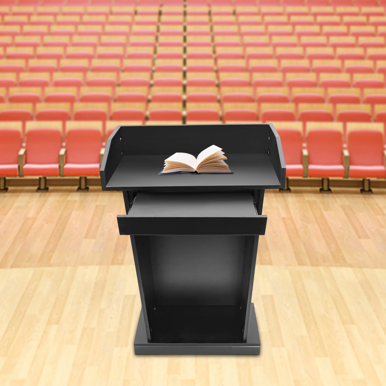 

Podium Stand with a Drawer Pulpit Teacher Lectern Presentation Stand Podium for Church, Classroom, Office, Reception