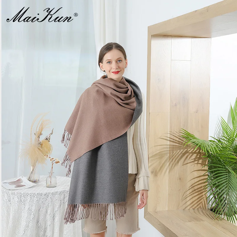 Maikun 2022 New Double-Sided Scarf Women's Autumn And Winter Thickened Warm Shawl Imitation Cashmere Scarf For Men